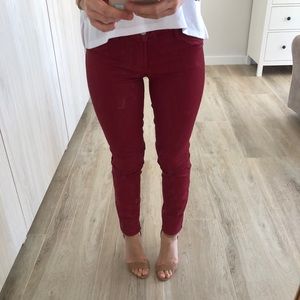 Jbrand red waxed pants size 27